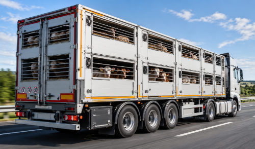 Trnasport en camion compartimenté animaux vivants